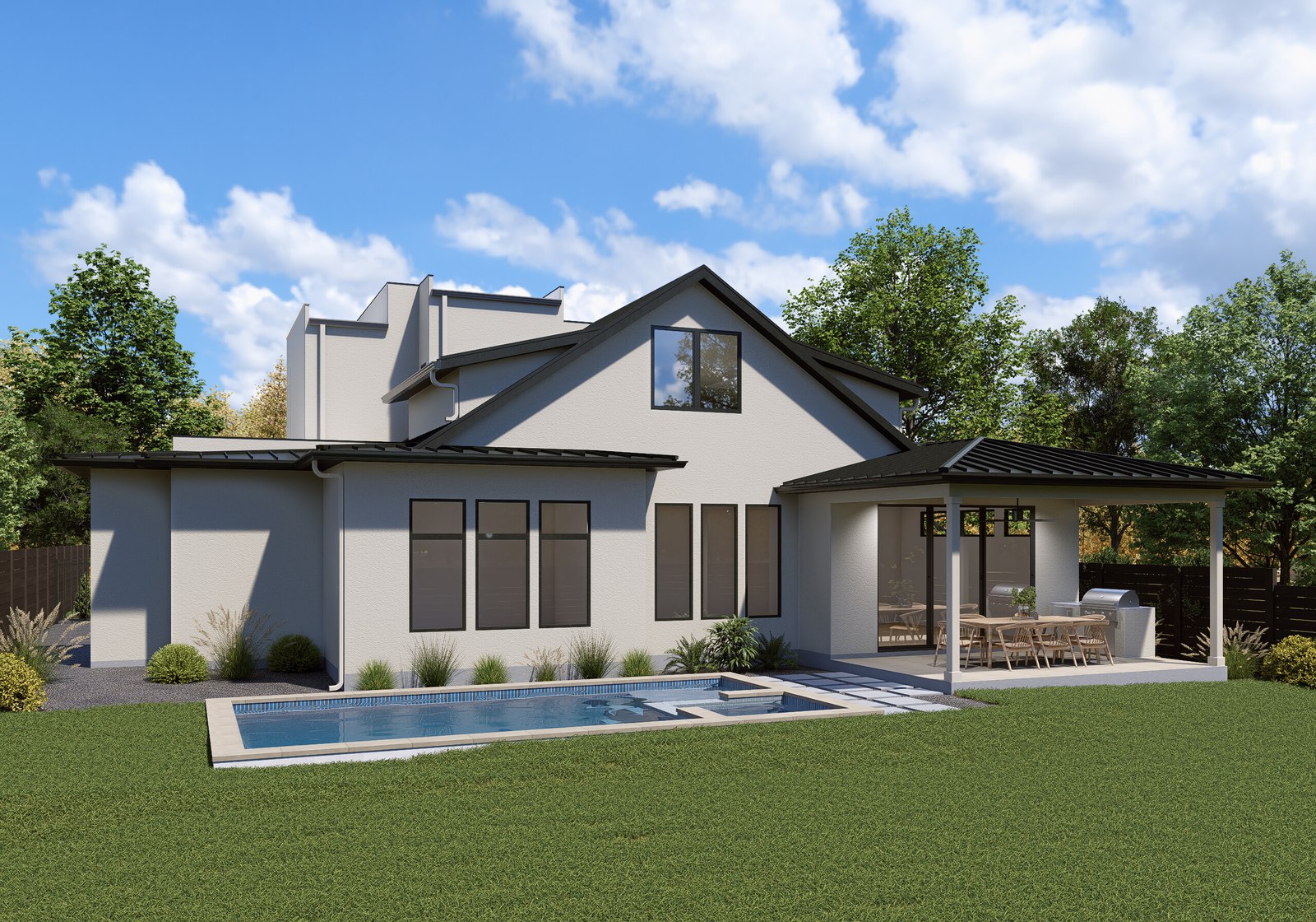 1207 Dwyce Dr — Rear Elevation and Pool
