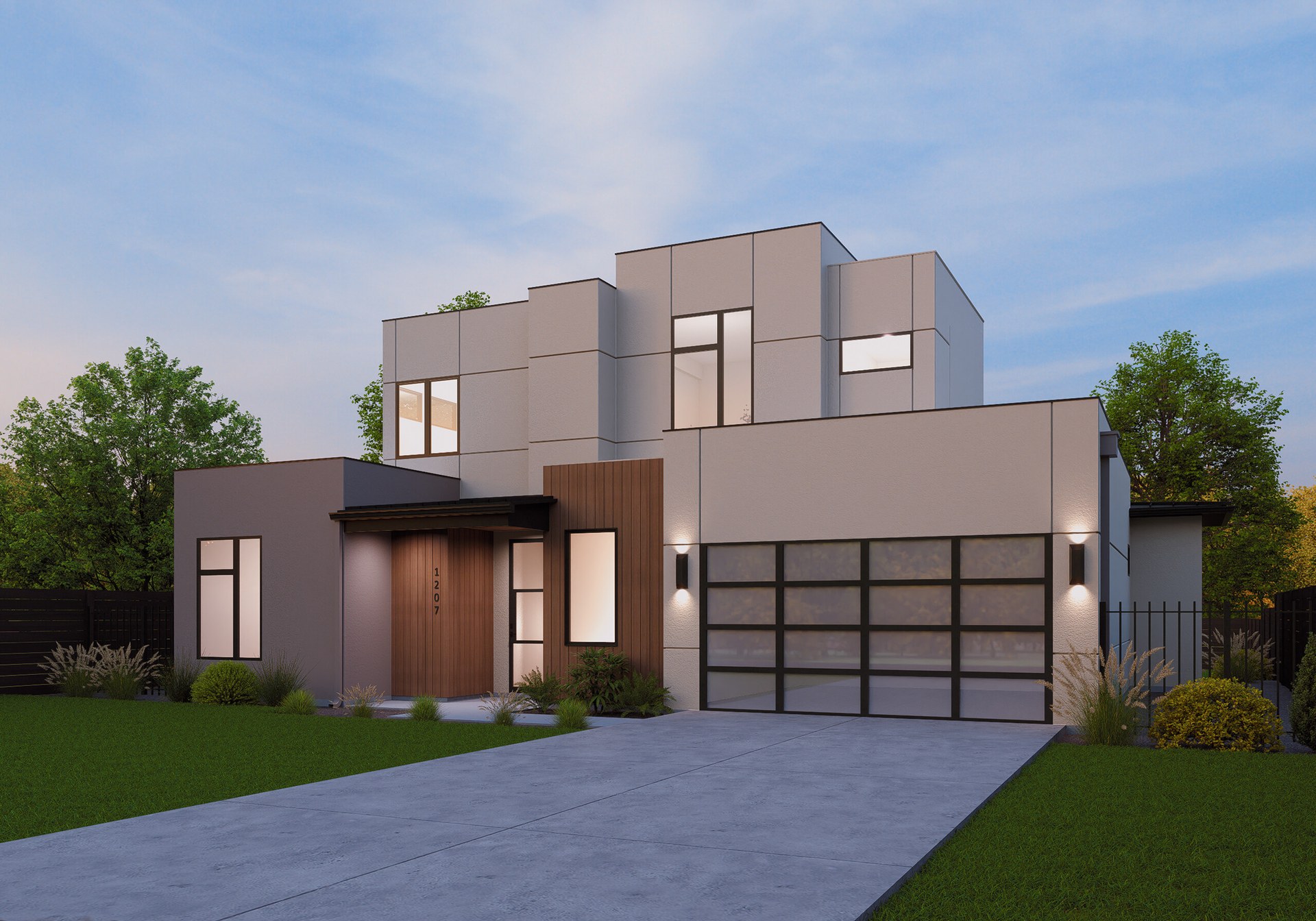 1207 Dwyce Dr — Front Elevation at Dusk